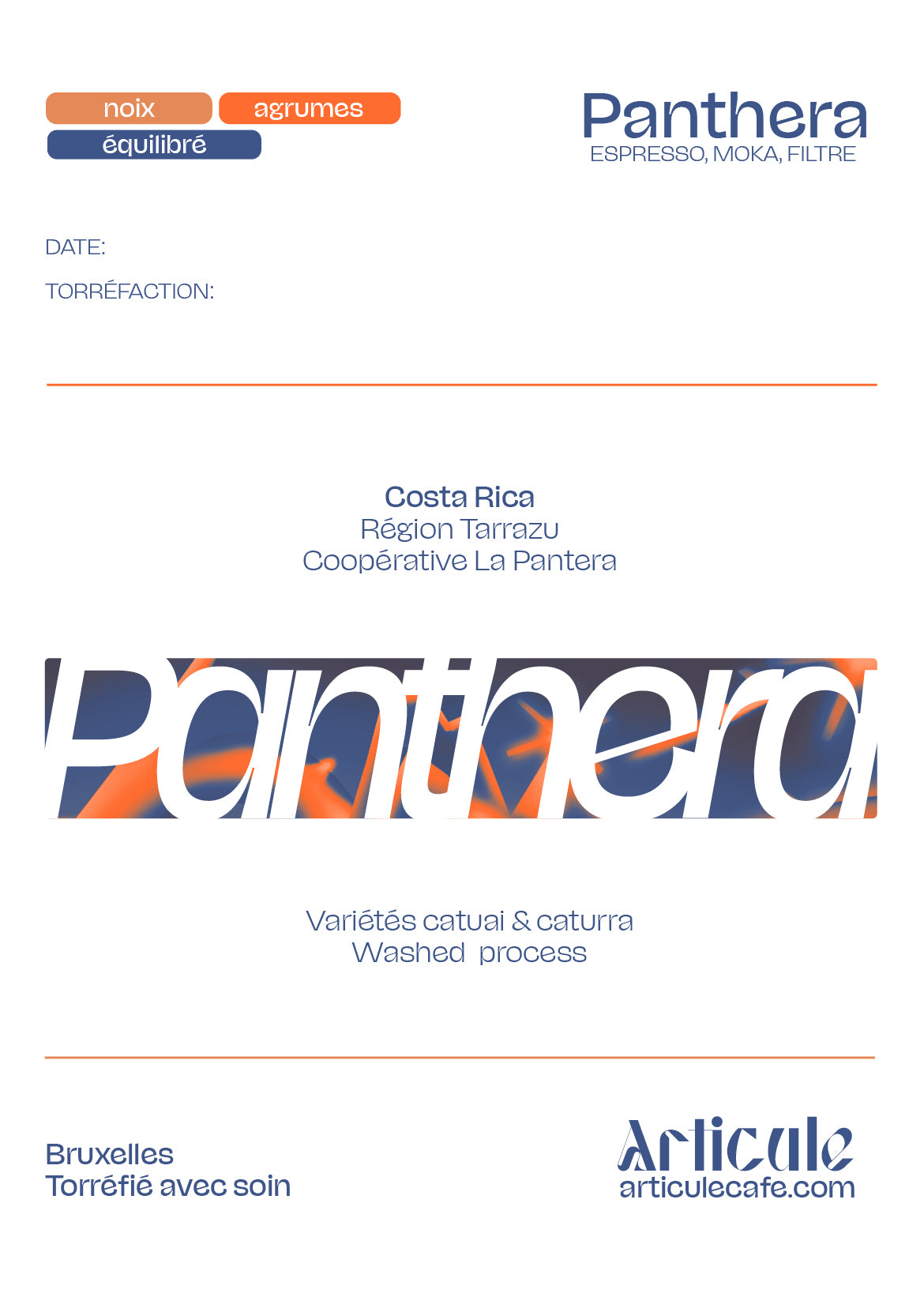 Panthera (espresso, moka, filtre) - noix, agrumes, équilibré